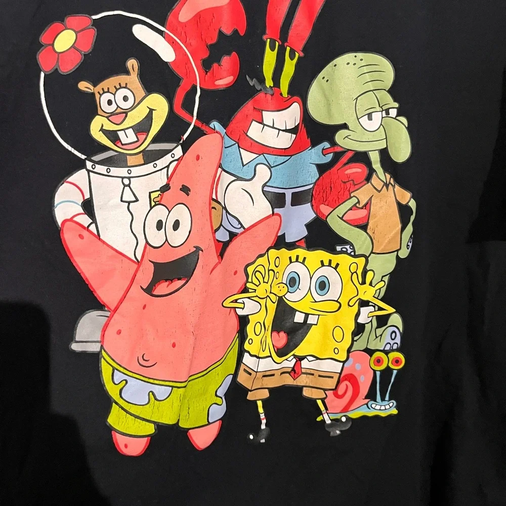 SpongeBob Squarepants Black Tee with White Logo Print - Picture 4 of 4